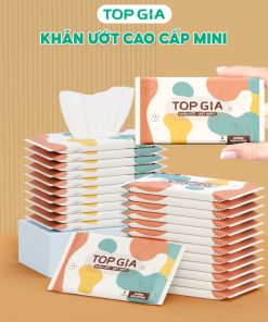 Khăn ướt mini TOPONE túi 10 gói 8 tờ mềm mại, không mùi không parabens